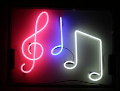 musical notes neon sign for hire