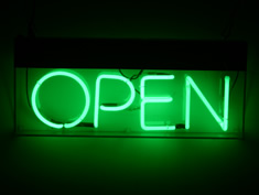 green neon open sign for hire
